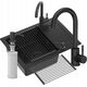 Zlewozmywak GraniteQ JOHNNY 116 GraniteQ zlewozmywak granitowy Pure Carbon 1-komorowy z/o (60x44x18,5) z syfonem black + bateria Kate pure carbon + dozownik + Qmata 12945663 5904310996785