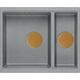 Zlewozmywak GraniteQ QUADRON | LOGAN 150 | granitowy zlewozmywak kuchenny SZARY + MIEDŹ PVD | wymiary: 56 x 46 x 22 cm | 1,5-komorowy podwieszany | podbudowa szafki od: 60 cm 12945694 5904310998772