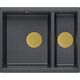 Zlewozmywak GraniteQ QUADRON | LOGAN 150 | granitowy zlewozmywak kuchenny CZARNY + ZŁOTO PVD | wymiary: 56 x 46 x 22 cm | 1,5-komorowy wpuszczany | podbudowa szafki od: 60 cm 12945705 5904310999168