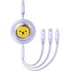 Kabel USB Baseus USB-A - USB-C + microUSB + Lightning 1.1 m Fioletowy (P10362900511-00) 13124786 6932172645519
