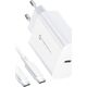 Ładowarka ForCell FORCELL F-ENERGY TFK-TC-25WPD ładowarka sieciowa Typ C + kabel Typ C do Typ C PD Q.C 3A 25W biała 13843551 5903396108099