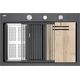 Zlewozmywak GraniteQ MARC 120 WORKSTATION GraniteQ zlewozmywak 2-komorowy 760*500*235 mm black diamond + syfon push to open + dozownik stal szcz.+ wkładka ociekowa+ Qmata 13916761 5905505508219