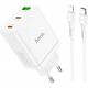 Ładowarka Hoco HOCO ładowarka sieciowa 2 x Typ C + USB A + kabel Typ C do Lightning PD QC3.0 3A 35W N33 biała 13968325 6942007621083