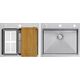 Zlewozmywak GraniteQ BURT 100 Workstation SteelQ  zlewozmywak 1-komorowy b/o stal szlachetna 580*485 mm + syfon push to open + dozownik stal szcz. + wkładka ociekowa+ Qmat 13991088 5905505507663
