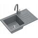 Zlewozmywak BEN 111 zlewozmywak granitowy silver stone 70x44 z szarą baterią ze stałą wylewką, ze stalowym syfonem i zaślepką 14010828 5905505506123
