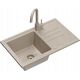 Zlewozmywak BEN 111 zlewozmywak granitowy river sand 70x44 z beżową baterią ze stałą wylewką, z beżowym syfonem i beżową zaślepką 14010835 5905505506178