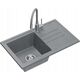 Zlewozmywak BEN 111 zlewozmywak granitowy silver stone 70x44 z szarą baterią z elastyczną wylewką, ze stalowym syfonem i zaślepką 14010840 5905505506185