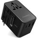 Choetech Adapter podróżny Choetech PD5021 45W EU / US / AUS / UK z wbudowanym kablem USB-C - czarny 14127408 6932112106889