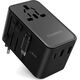 Choetech Adapter podróżny Choetech PD5020 35W EU / US / AUS / UK z wbudowanym kablem USB-C - czarny 14127409 6932112106872