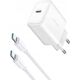 Ładowarka Joyroom Ładowarka Joyroom JR-TCF24 sieciowa USB-C PD 30W QC SFC - biała + kabel USB-C 1m 14254253 6956116724801