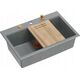 Zlewozmywak GraniteQ Zlewozmywak granitowy MARC 1-komorowy 76x50 cm szary/silver stone + Nano MIEDŹ PVD