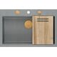 Zlewozmywak GraniteQ Zlewozmywak granitowy MARC 1-komorowy 76x50 cm szary/silver stone + Nano MIEDŹ PVD