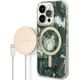 Ładowarka Guess Zestaw Guess etui + ładowarka bezprzewodowa GUBPP14XHJEACSA Apple iPhone 14 Pro Max zielony/green hard case Jungle MagSafe