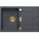Zlewozmywak Owen OWEN 111 GraniteQ zlewozmywak z syfonem Push 2 Open 1-komorowy z/o (760x500x215| kom. 330x430) black diamond / elementy złote