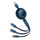 Baseus Bright Mirror 3, USB 3-in-1 cable for micro USB / USB-C / Lightning 66W / 2A 1.1m (Blue) 6932172609108