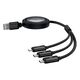 Baseus Free2Draw Retractable Crystal Fast Charging Data Cable USB to M+L+C 3.5A 1.1m Cluster Black 6932172656423
