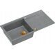 Zlewozmywak GraniteQ EVAN 146 XL GraniteQ zlewozmywak z syfonem Push 2 Open 1-komorowy z/o (1000x500x210| kom. 420x480) silver stone / elementy miedziane