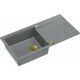 Zlewozmywak GraniteQ EVAN 146 XL GraniteQ zlewozmywak z syfonem Push 2 Open 1-komorowy z/o (1000x500x210| kom. 420x480) silver stone / elementy złote