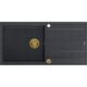Zlewozmywak GraniteQ EVAN 146 XL GraniteQ zlewozmywak z syfonem Push 2 Open 1-komorowy z/o (1000x500x210| kom. 420x480) black diamond / elementy złote