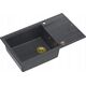 Zlewozmywak GraniteQ EVAN 136 XL GraniteQ zlewozmywak z syfonem Push to Open 1-komorowy z/o (860x500x210| kom. 420x490) black diamond / elementy złote