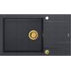 Zlewozmywak GraniteQ EVAN 136 XL GraniteQ zlewozmywak z syfonem Push to Open 1-komorowy z/o (860x500x210| kom. 420x490) black diamond / elementy złote