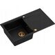 Zlewozmywak GraniteQ EVAN 111 GraniteQ zlewozmywak z syfonem Push 2 Open 1-komorowy z/o (860x500x210) pure carbon / elementy miedziane