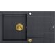 Zlewozmywak GraniteQ EVAN 111 GraniteQ zlewozmywak z syfonem Push 2 Open 1-komorowy z/o (860x500x210) black diamond / elementy złote