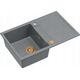 Zlewozmywak GraniteQ MORGAN 111 GraniteQ zlewozmywak silver stone z syfonem Push To Open 1-komorowy z/o / elementy miedziane