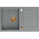 Zlewozmywak GraniteQ MORGAN 111 GraniteQ zlewozmywak silver stone z syfonem Push To Open 1-komorowy z/o / elementy miedziane