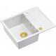 Zlewozmywak GraniteQ MORGAN 116 GraniteQ zlewozmywak snow white z syfonem Push To Open kol. złoty 1-komorowy z/o + zaczepy 4 szt