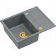Zlewozmywak GraniteQ MORGAN 116 GraniteQ zlewozmywak silver stone z syfonem Push To Open kol. złoty 1-komorowy z/o + zaczepy 4 szt