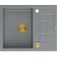 Zlewozmywak GraniteQ MORGAN 116 GraniteQ zlewozmywak silver stone z syfonem Push To Open kol. złoty 1-komorowy z/o + zaczepy 4 szt