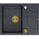 Zlewozmywak GraniteQ MORGAN 116 GraniteQ zlewozmywak black diamond z syfonem Push To Open kol. złoty 1-komorowy z/o + zaczepy 4 szt