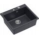 Zlewozmywak GraniteQ MORGAN 110 GraniteQ zlewozmywak black diamond z syfonem Push To Open stal szlachetna 1-komorowy b/o + zaczepy 4 szt