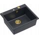 Zlewozmywak GraniteQ MORGAN 110 GraniteQ zlewozmywak black diamond z syfonem Push To Open kol. złoty 1-komorowy b/o + zaczepy 4 szt