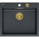 Zlewozmywak GraniteQ MORGAN 110 GraniteQ zlewozmywak black diamond z syfonem Push To Open kol. złoty 1-komorowy b/o + zaczepy 4 szt