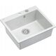 Zlewozmywak GraniteQ MORGAN 110 GraniteQ zlewozmywak snow white z syfonem Push To Open stal szlachetna 1-komorowy b/o + zaczepy 4 szt