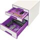Leitz LEITZ CUBE WOW Schubladen Box perlweiss-violett mit 4 Schubladen robust und stabil in ansprechendem 2-farbigem WOW Design - 52132062