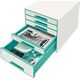Leitz LEITZ CUBE WOW Schubladen Box perlweiss-iceblau mit 5 Schubladen.Robust und stabil in ansprechendem 2-farbigem WOW Design in Hochgla - 52142051