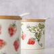 Ceramiczny pojemnik z łyżką i bambusową pokrywą, STRAWBERRY