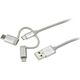 Kabel USB StarTech USB-A - USB-C + microUSB + Lightning 1 m Srebrny (LTCUB1MGR)