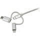 Kabel USB StarTech USB-A - USB-C + microUSB + Lightning 1 m Srebrny (LTCUB1MGR)