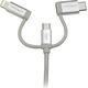 Kabel USB StarTech USB-A - USB-C + microUSB + Lightning 1 m Srebrny (LTCUB1MGR)