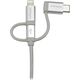 Kabel USB StarTech USB-A - USB-C + microUSB + Lightning 1 m Srebrny (LTCUB1MGR)