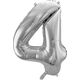 Party Deco Balon foliowy Cyfra "4", 86cm, srebrny uniwersalny