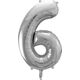 Party Deco Balon foliowy Cyfra "6", 86cm, srebrny uniwersalny