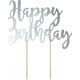 Party Deco Topper na tort Happy Birthday, srebrny, 22,5 cm uniwersalny