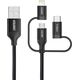 Kabel USB Choetech USB-A - USB-C + microUSB + Lightning 1.2 m Czarny (IP0030 BLACK)