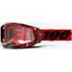 100% Gogle 100% RACECRAFT 2 RED (Szyba Przezroczysta Anti-Fog, LT 88%-92% + 10 Zrywek) (NEW)
