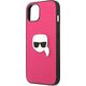 Karl Lagerfeld Karl Lagerfeld KLHCP13SPKMP iPhone 13 mini 5,4" różowy/pink hardcase Leather Ikonik Karl`s Head Metal